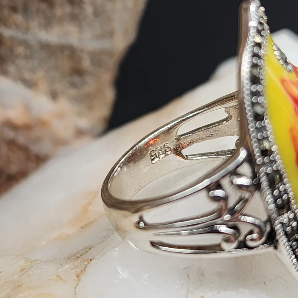 Sterling Silver Ring 925 Pink Spinel/Red Garnet Gem Designer Silversmith